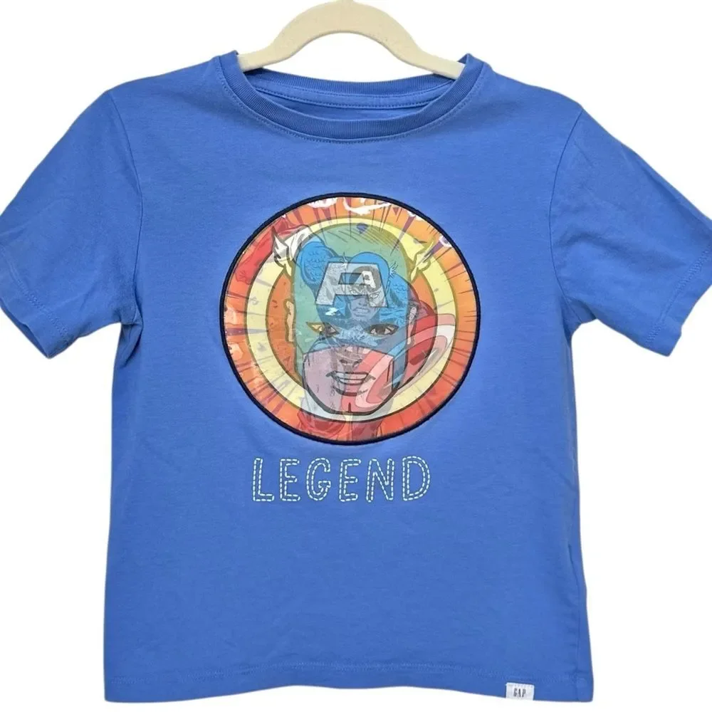 Gap Kids Boys Marvel Legend Captain America Avengers Graphic Tee. T-Shirt. 5. 5T